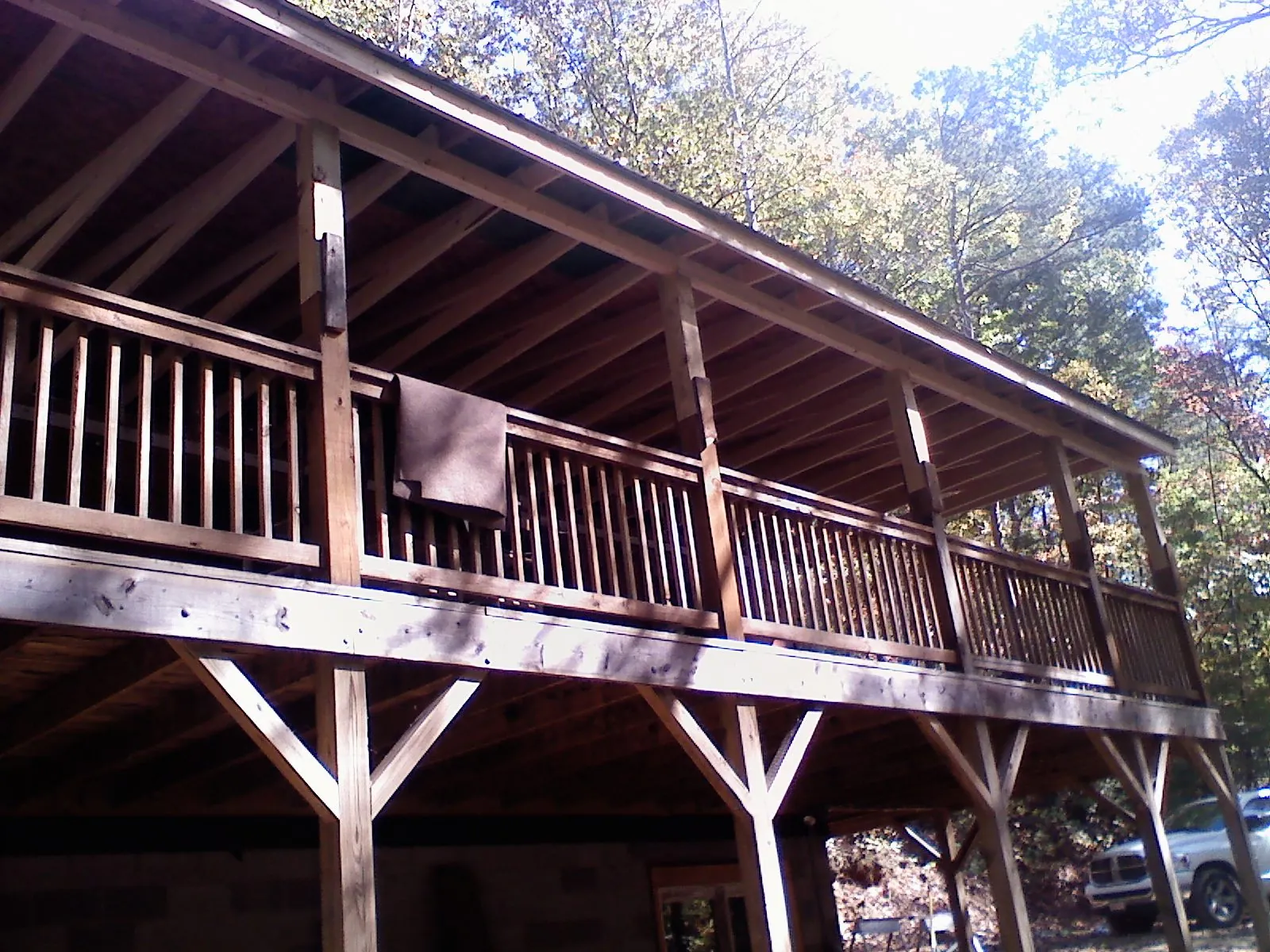 Timber framing under a new elevated porch and deck — Roof Leak Repair in Earlville by Roofing Brothers